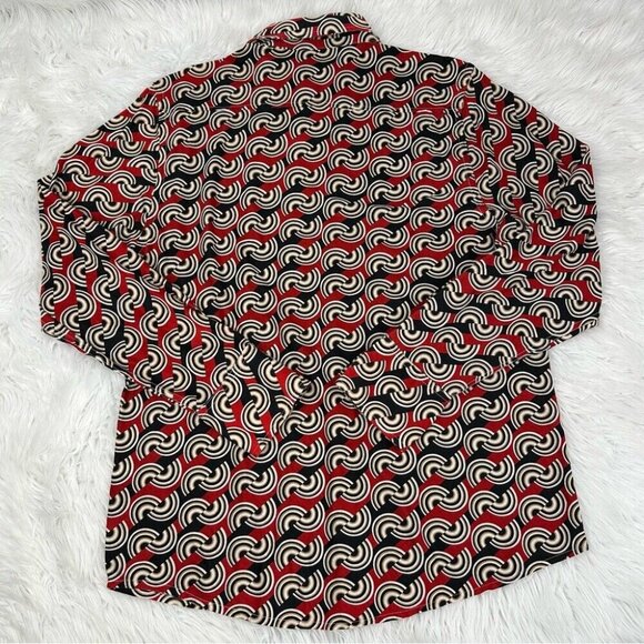 Kenneth Cole NY Men’s Black Red GEO Retro Button Down Long Sleeve Shirt L/C40 - Picture 3 of 8